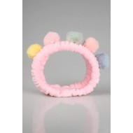  Pembe Renkli Ponponlu Peluş Bandana Makyaj Spa Saç Bandı